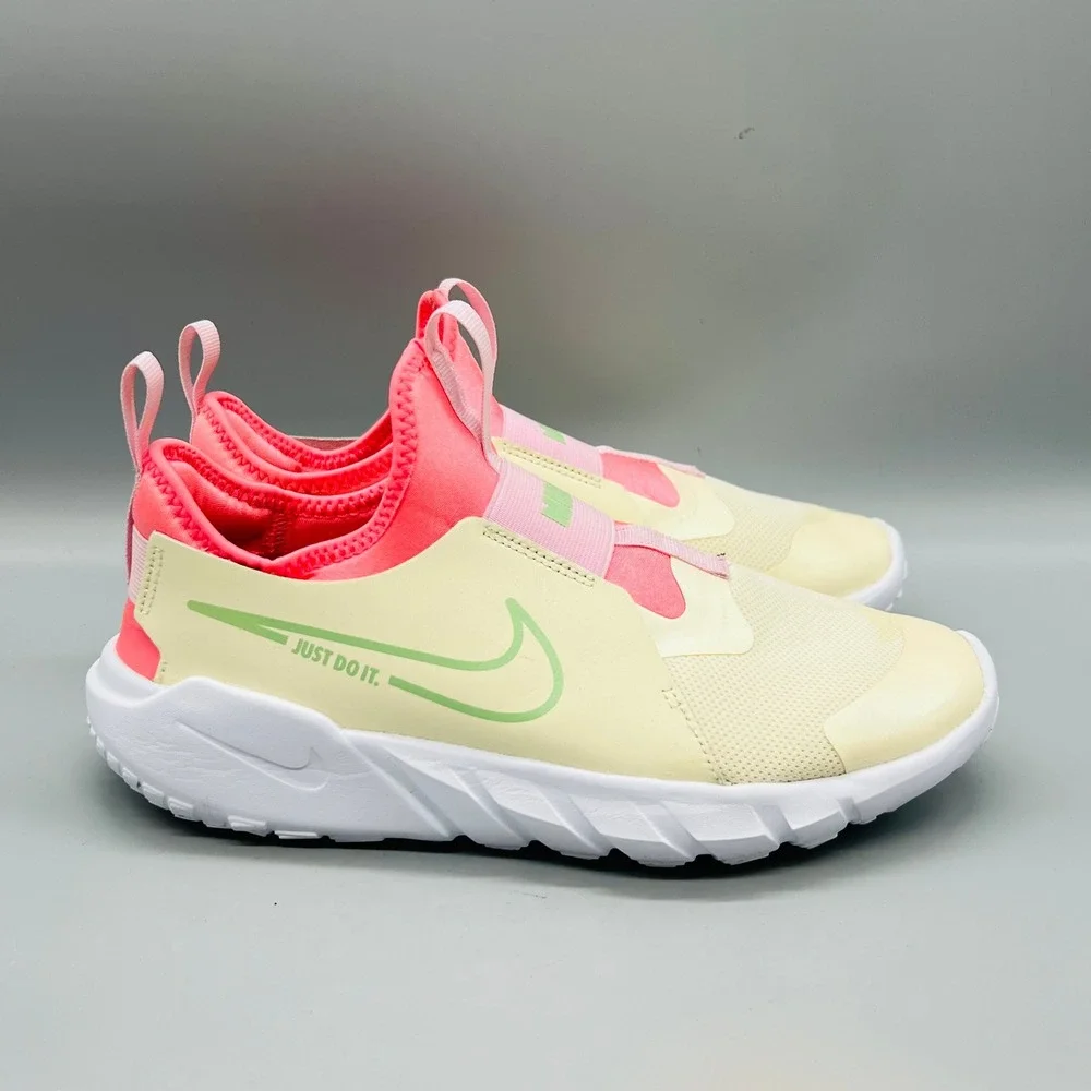 Nike Flex Plus 2 Girls 7Y Ivory Pink Crimson Slip On Running Shoes School